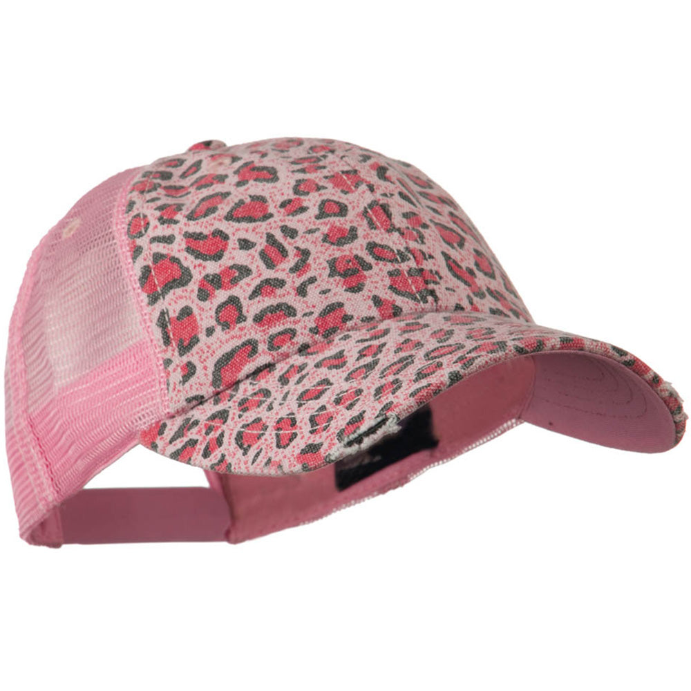 Low Profile Canvas Leopard Printed Mesh Cap