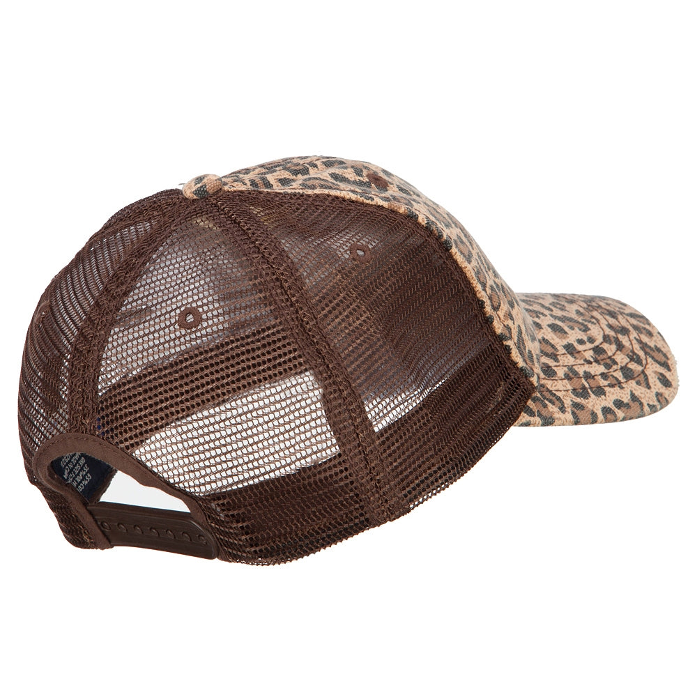 Low Profile Canvas Leopard Printed Mesh Cap