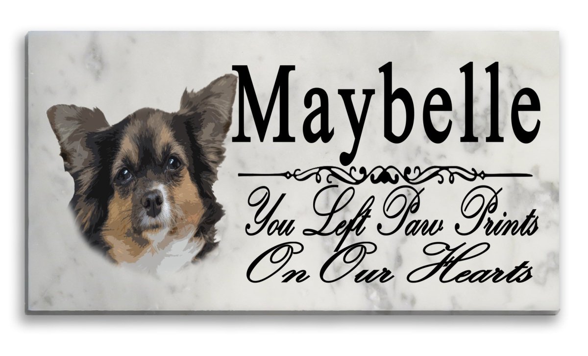 Long Haired Chihuahua Memorial Stone Dog Grave Marker Custom Garden Plaque