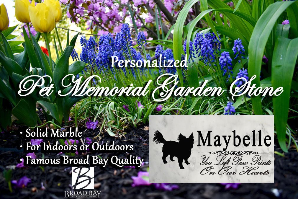 Personalized Long-Haired Chihuahua Memorial Stone – Marble Garden Marker, FREE 2-Day Shipping