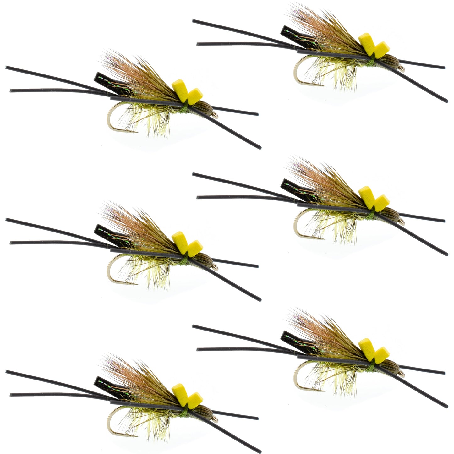 Long Tail Skwala Stone Fly Dry Trout Flies - Adult Squalla Stonefly Dry Fly - 6 Flies Hook Size 10