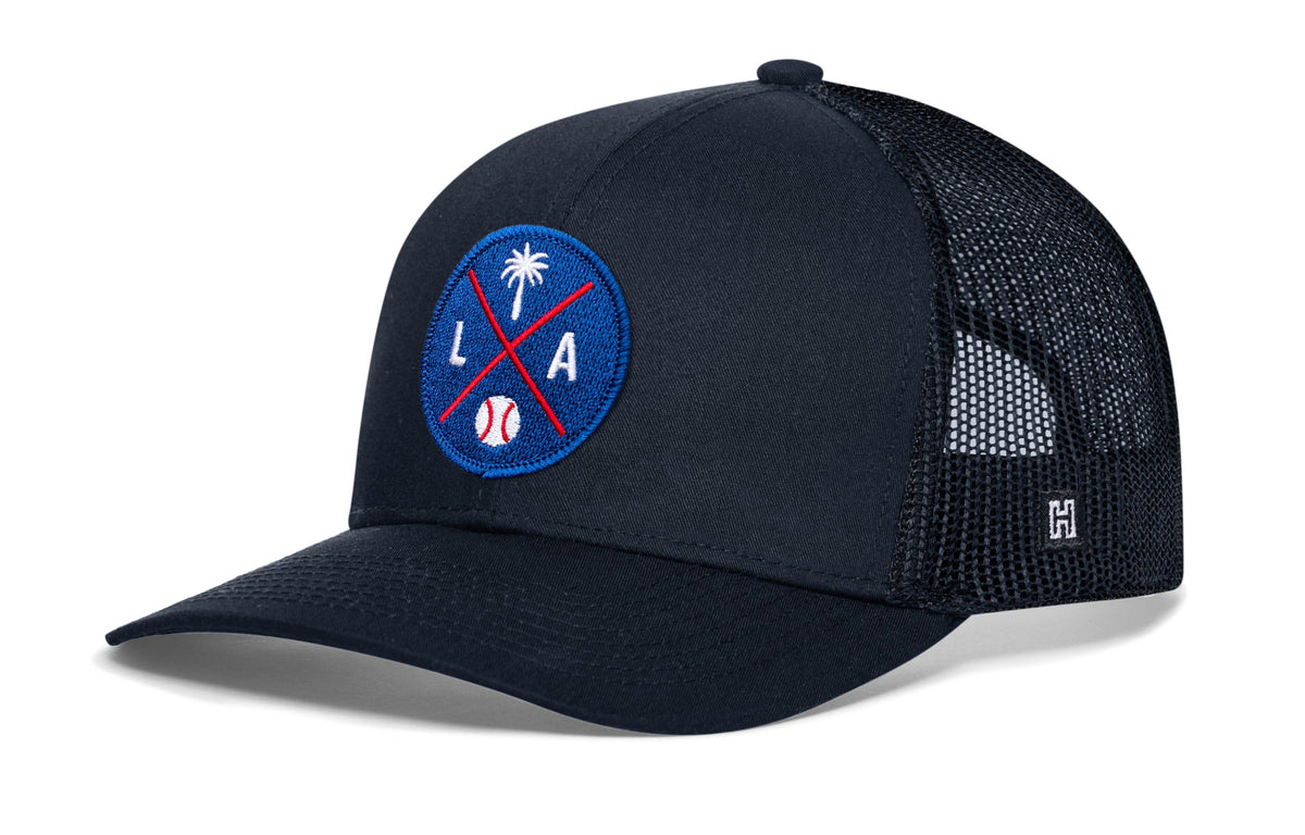 Los Angeles Baseball Trucker Hat  |  Blue LA X Snapback
