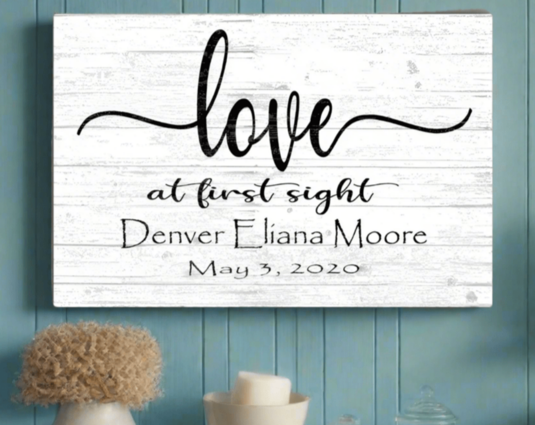 Love At First Sight Baby Sign Nursery Decor, Baby Shower Gift Idea