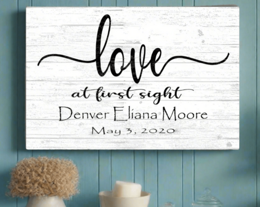 Love At First Sight Baby Sign Nursery Decor, Baby Shower Gift Idea