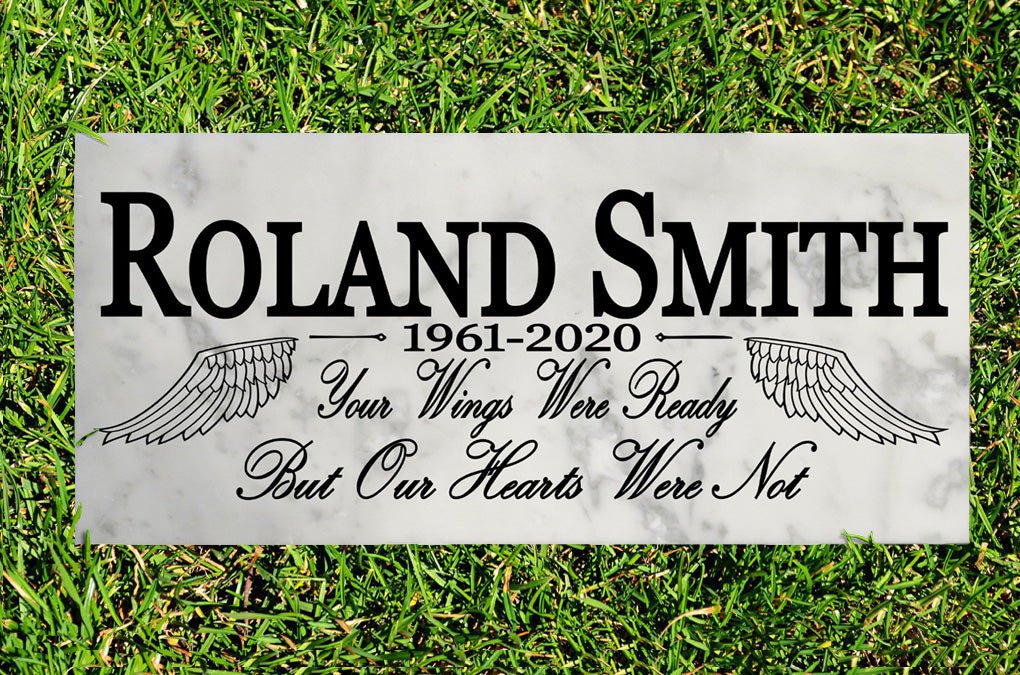 Loved One Memorial Stone Plaque Gift  - Solid Marble - Your Wings Were Ready