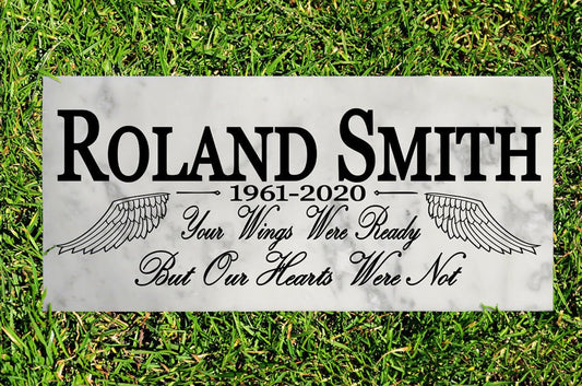 Loved One Memorial Stone Plaque Gift  - Solid Marble - Your Wings Were Ready