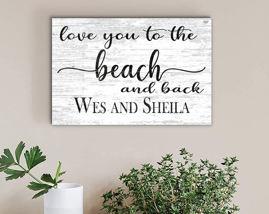 Personalized Beach Love Sign – “Love You to the Beach and Back” | Custom Couple’s Coastal Wall Art