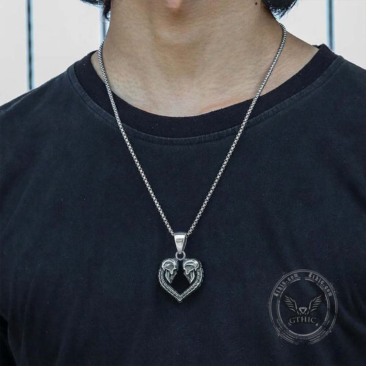 Love You Till Death Stainless Steel Skull Pendant
