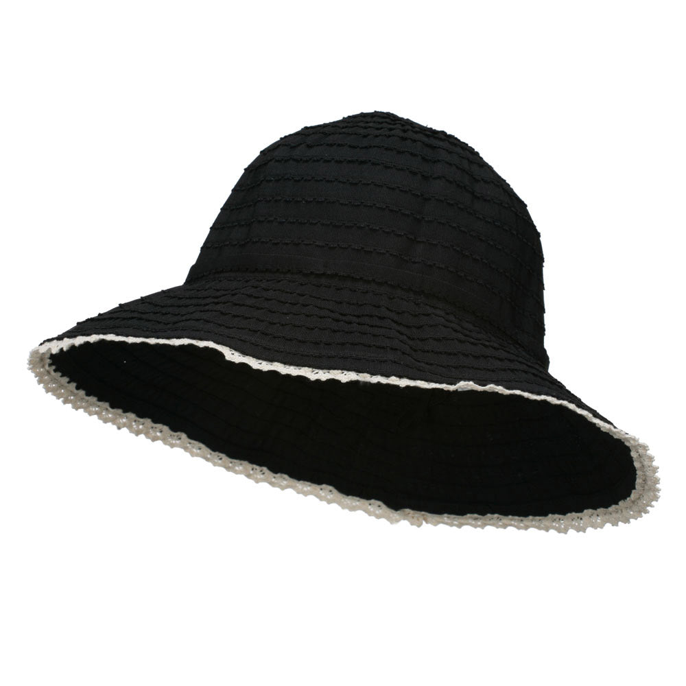 Crushable Bucket Hat With Flower Accent