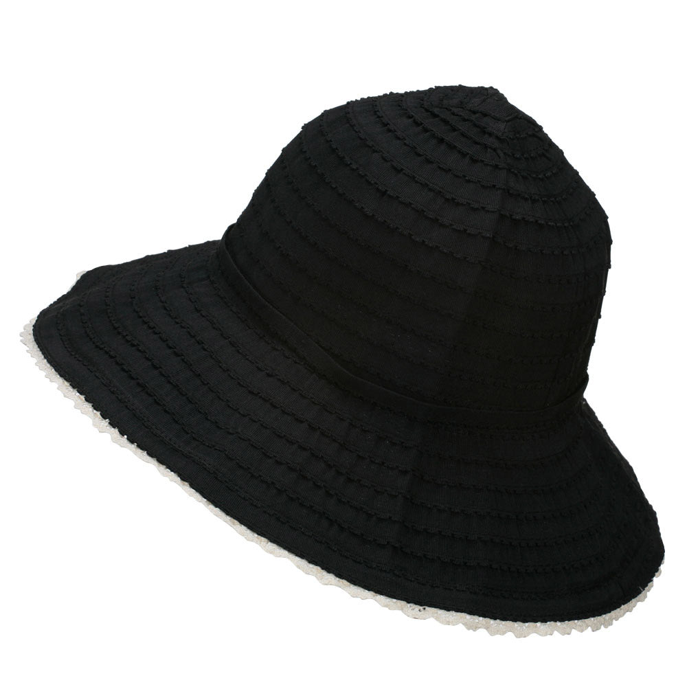 Crushable Bucket Hat With Flower Accent