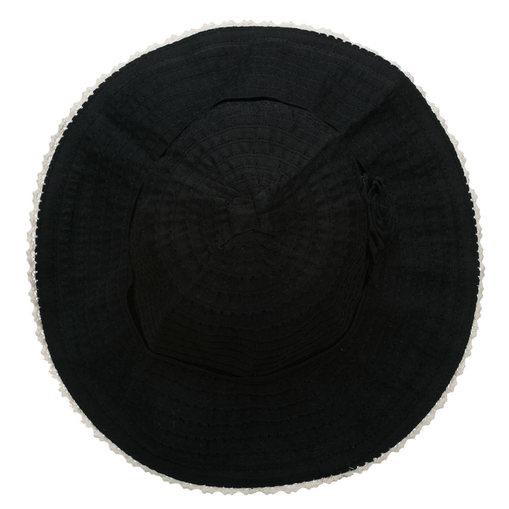 Crushable Bucket Hat With Flower Accent