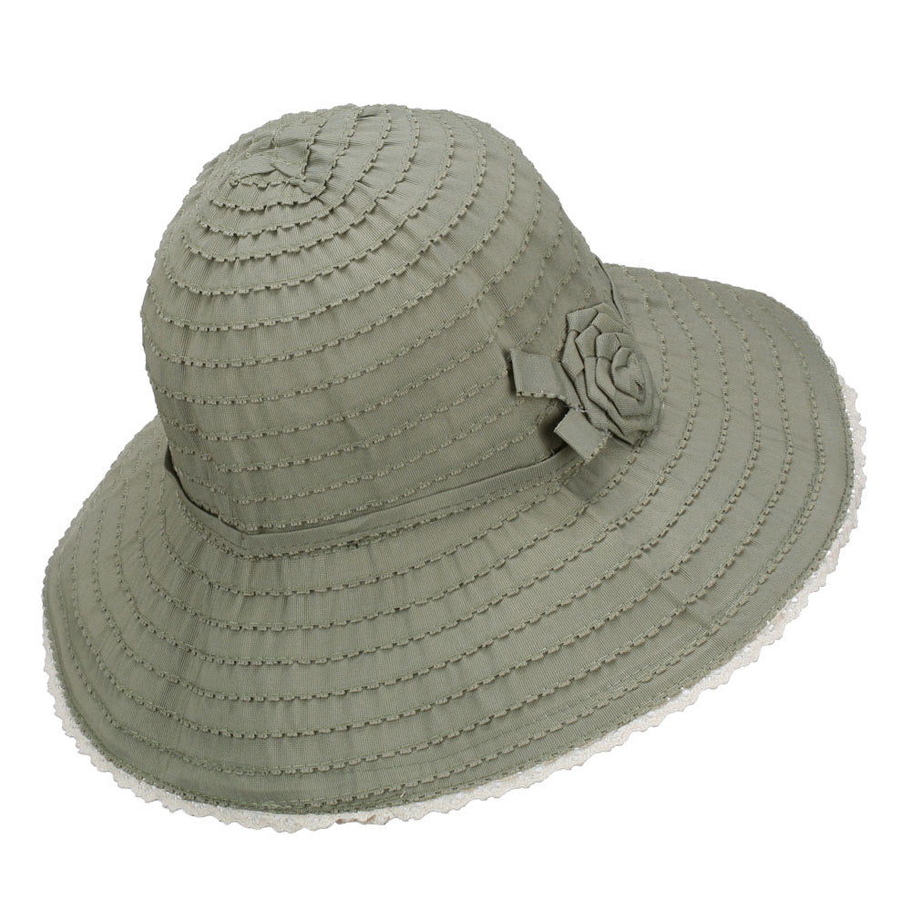 Crushable Bucket Hat With Flower Accent