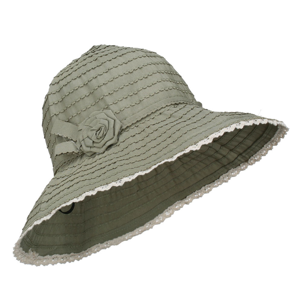 Crushable Bucket Hat With Flower Accent