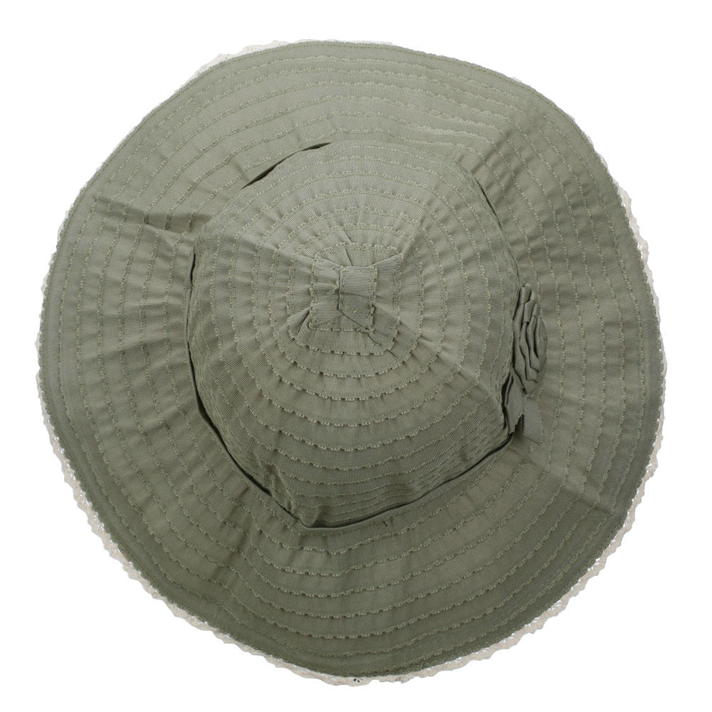 Crushable Bucket Hat With Flower Accent