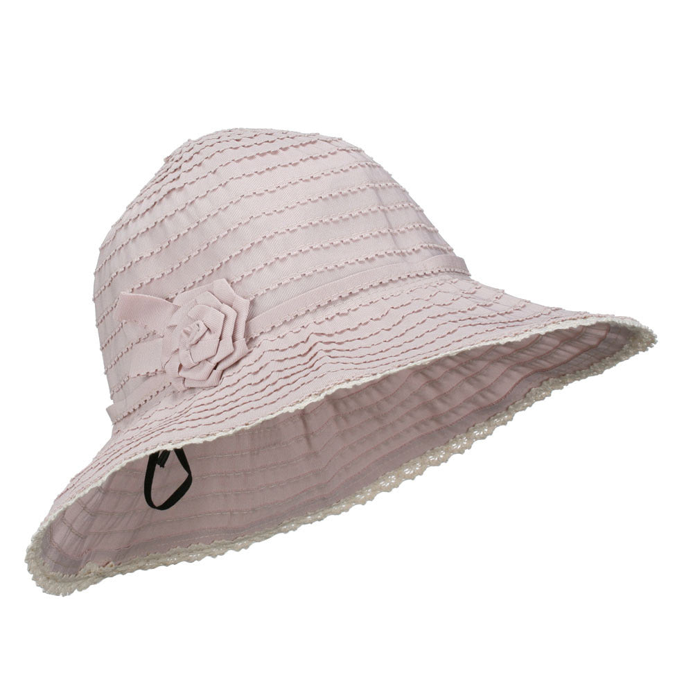 Crushable Bucket Hat With Flower Accent