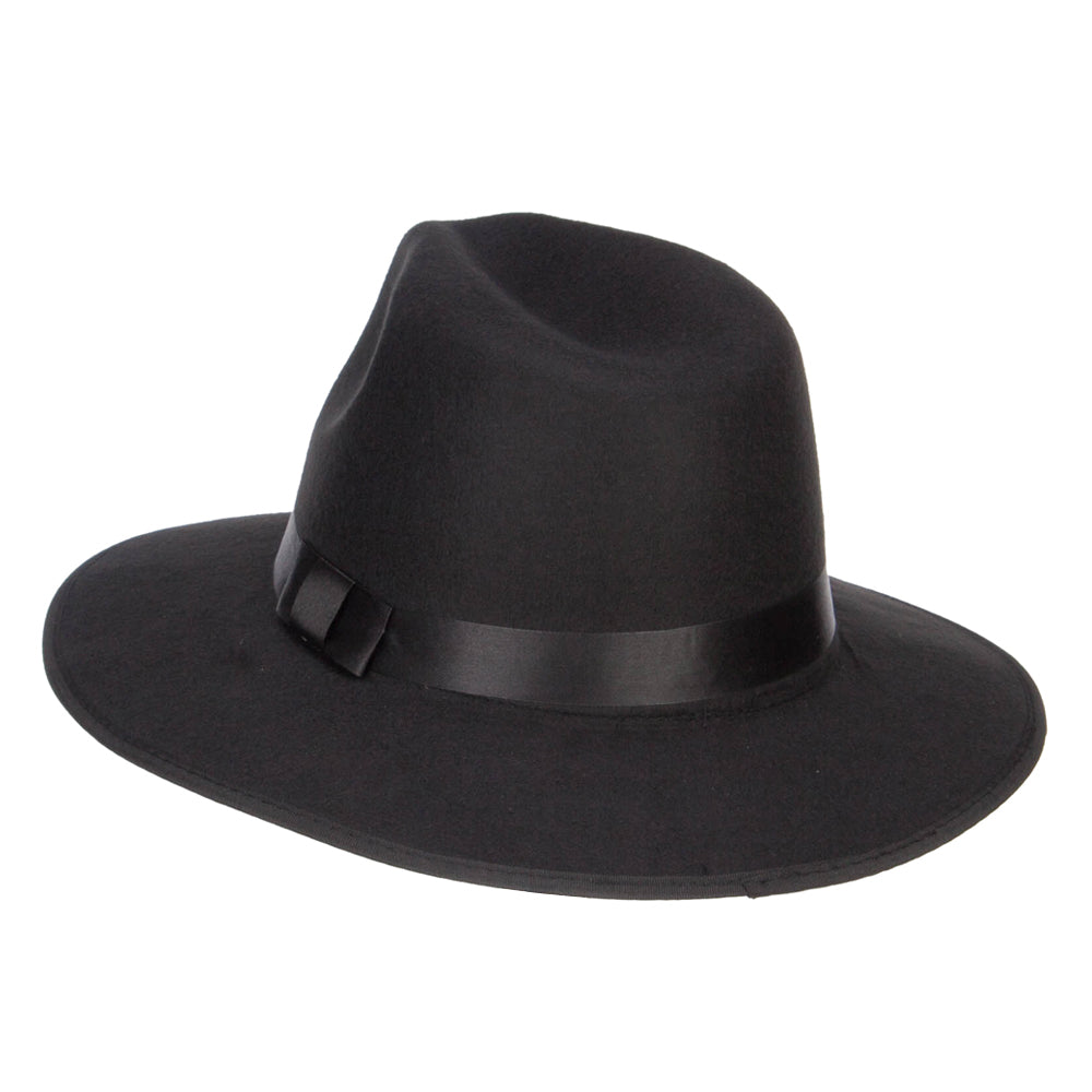 Large Brim Ribbon Band Fedora