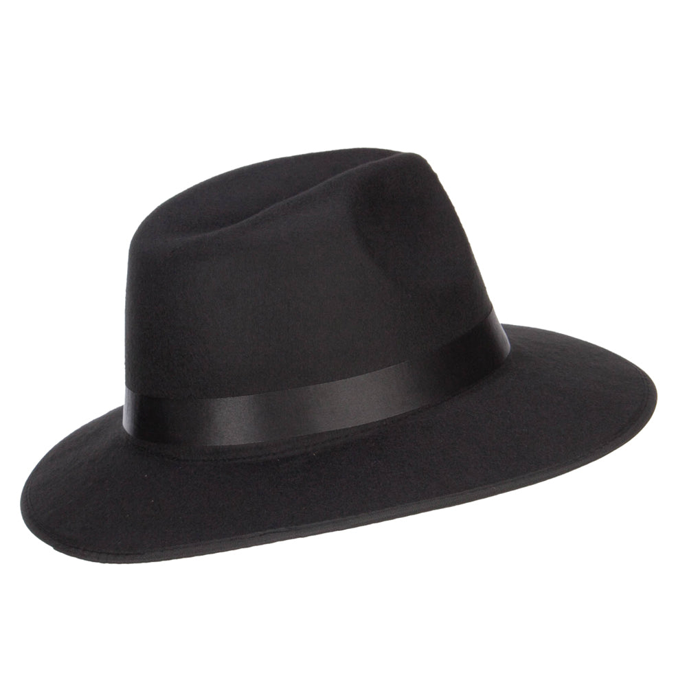 Large Brim Ribbon Band Fedora