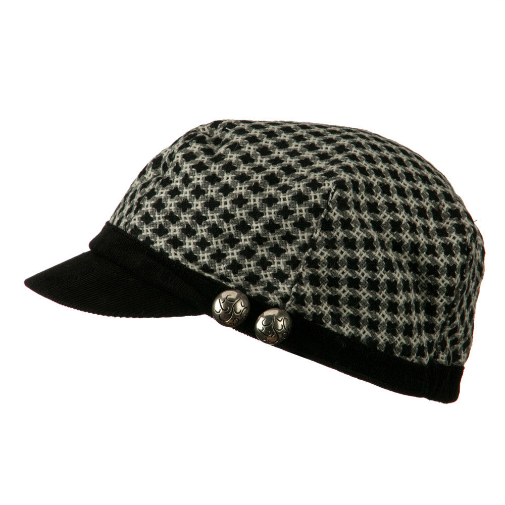 Libby Silver Button Cabbie Cap