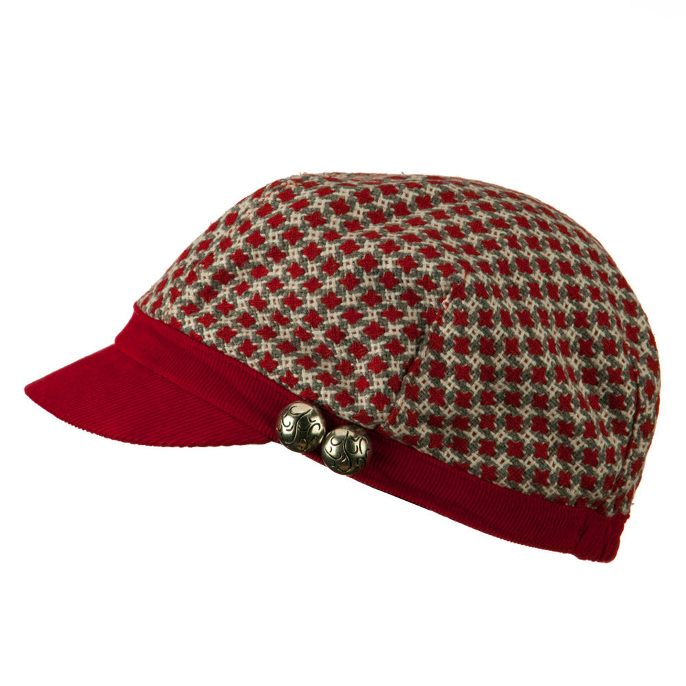 Libby Silver Button Cabbie Cap