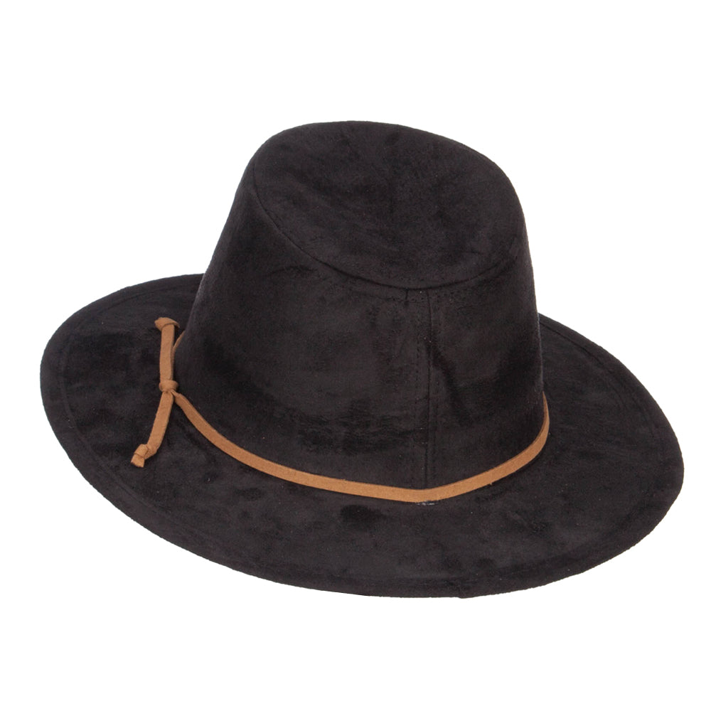 Women's Leatherette Tie Suede Panama Hat