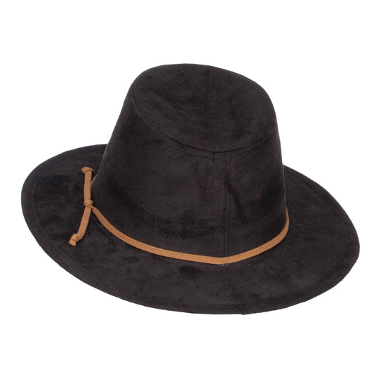 Women's Leatherette Tie Suede Panama Hat