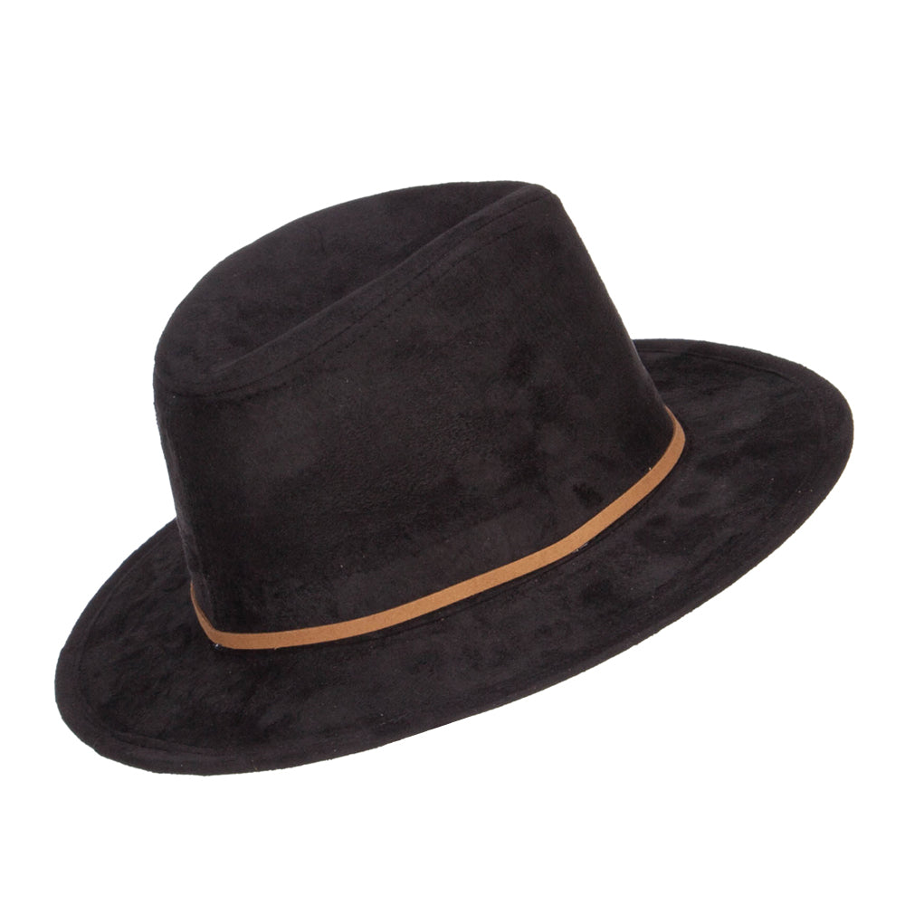 Women's Leatherette Tie Suede Panama Hat
