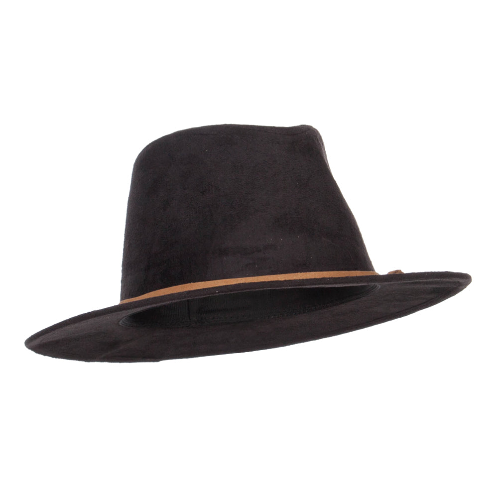 Women's Leatherette Tie Suede Panama Hat