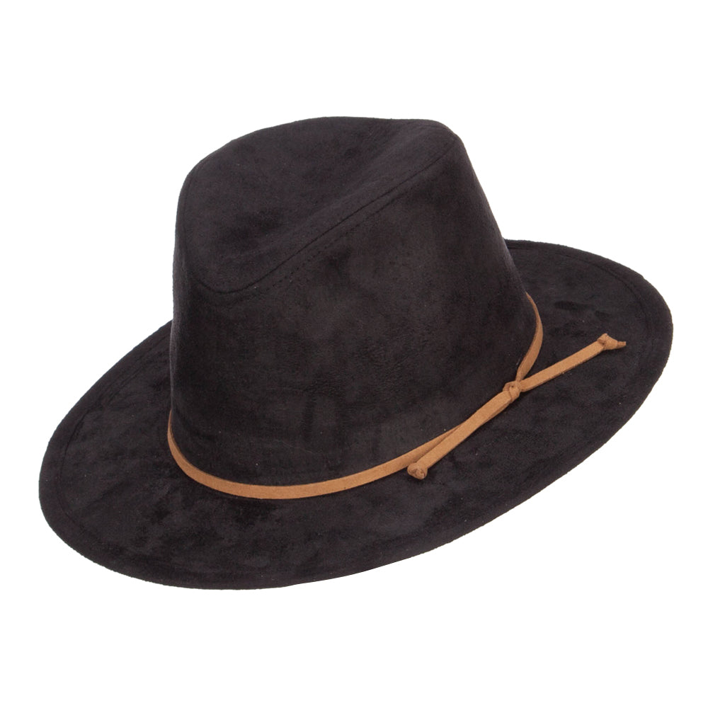 Women's Leatherette Tie Suede Panama Hat