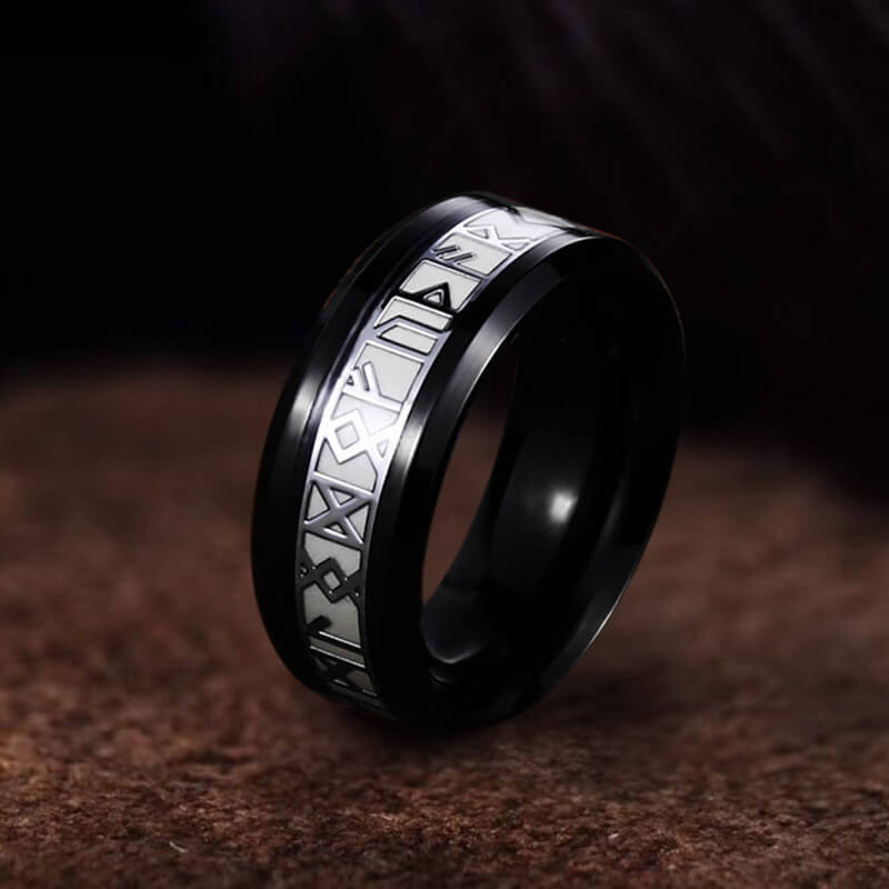 Luminous Runes Stainless Steel Ring