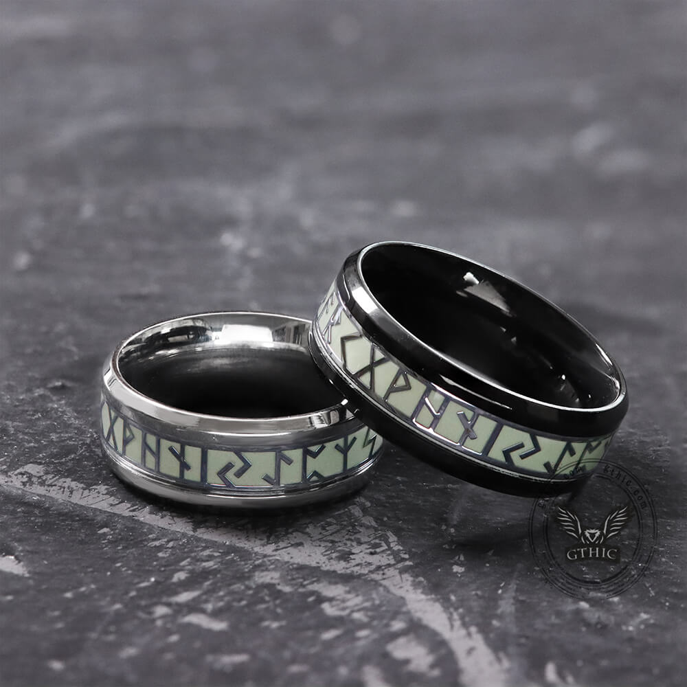 Luminous Runes Stainless Steel Ring