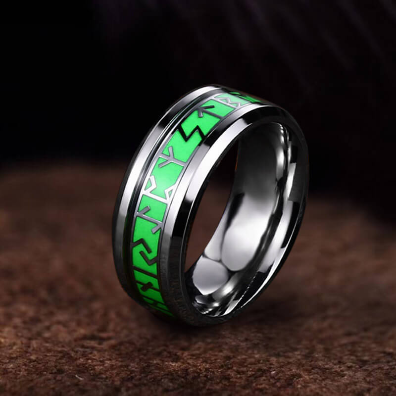 Luminous Runes Stainless Steel Ring