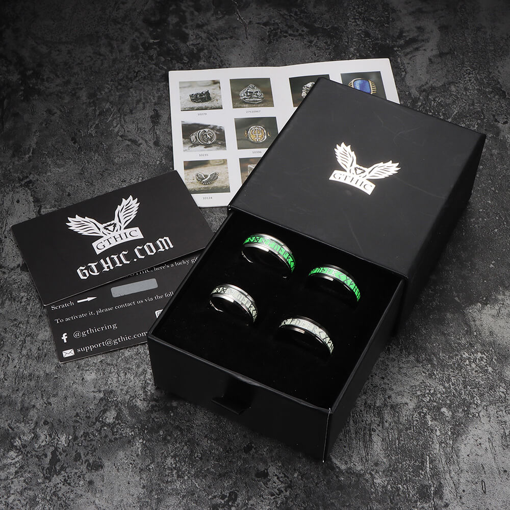 Luminous Runes Stainless Steel Ring