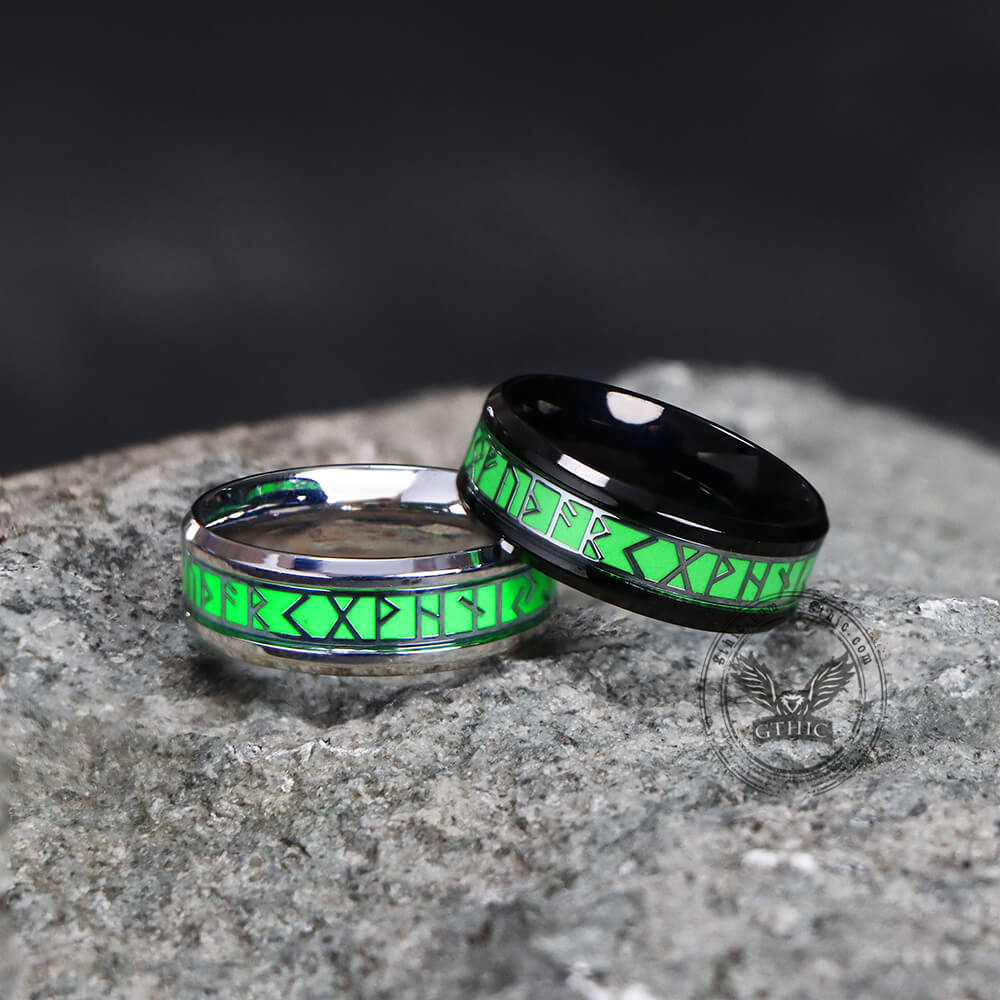 Luminous Runes Stainless Steel Ring