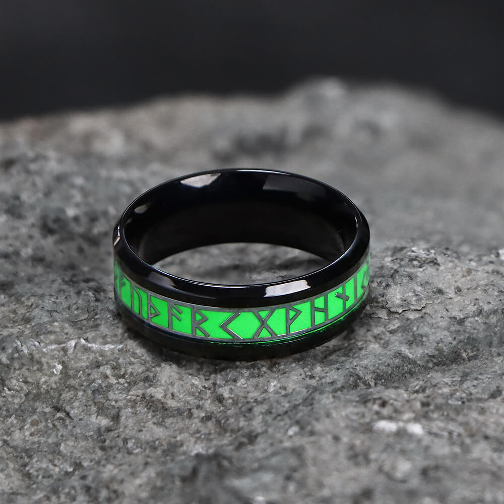 Luminous Runes Stainless Steel Ring
