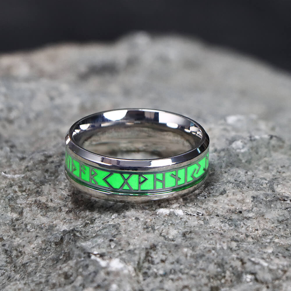 Luminous Runes Stainless Steel Ring
