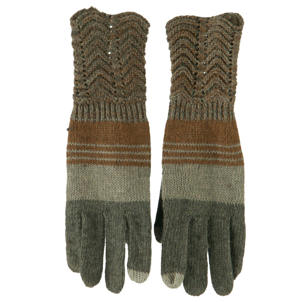 Women's Lace Knit Striped Texting Glove