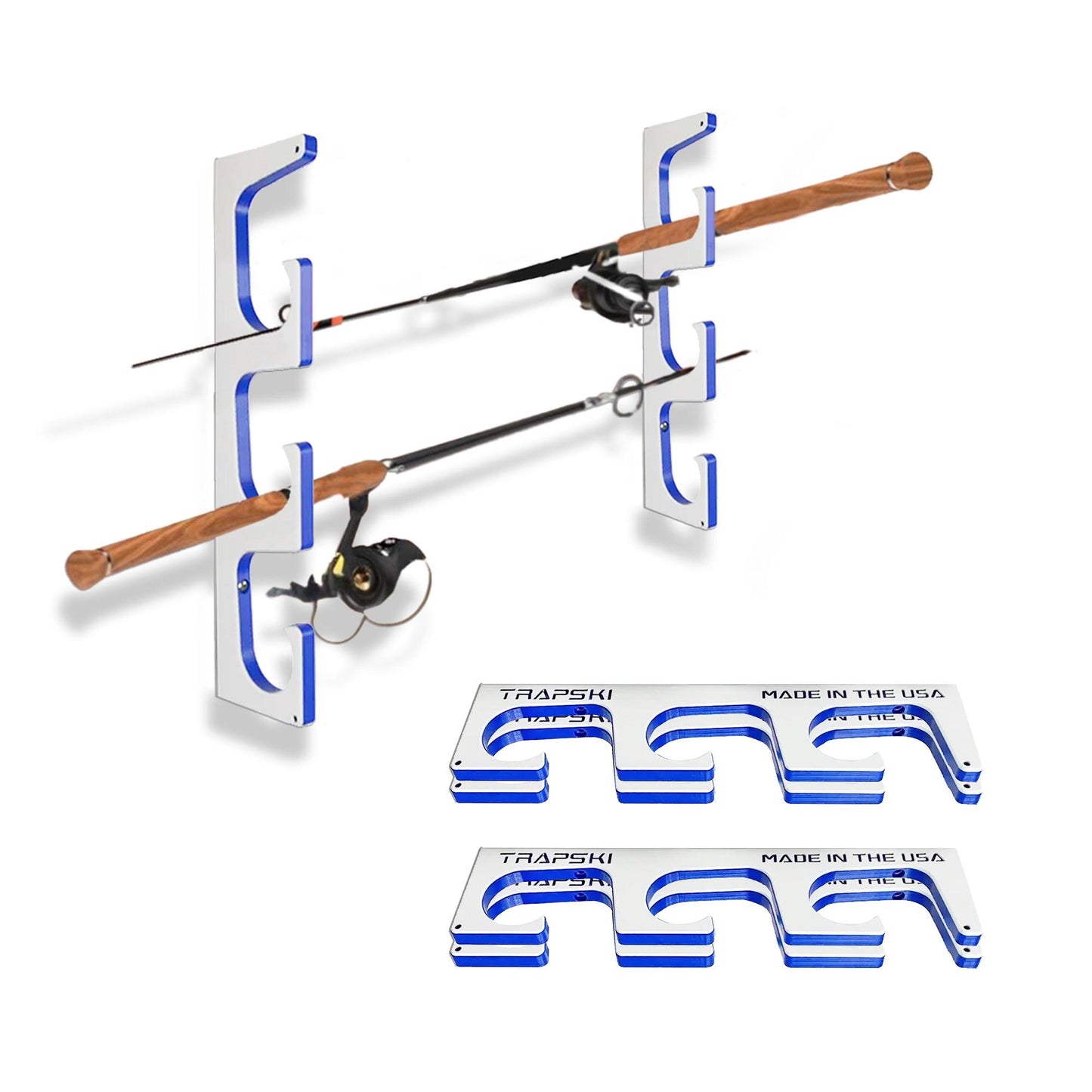Made in the USA Premium Fishing Rod Racks | Wall or Ceiling or Boat Mounted