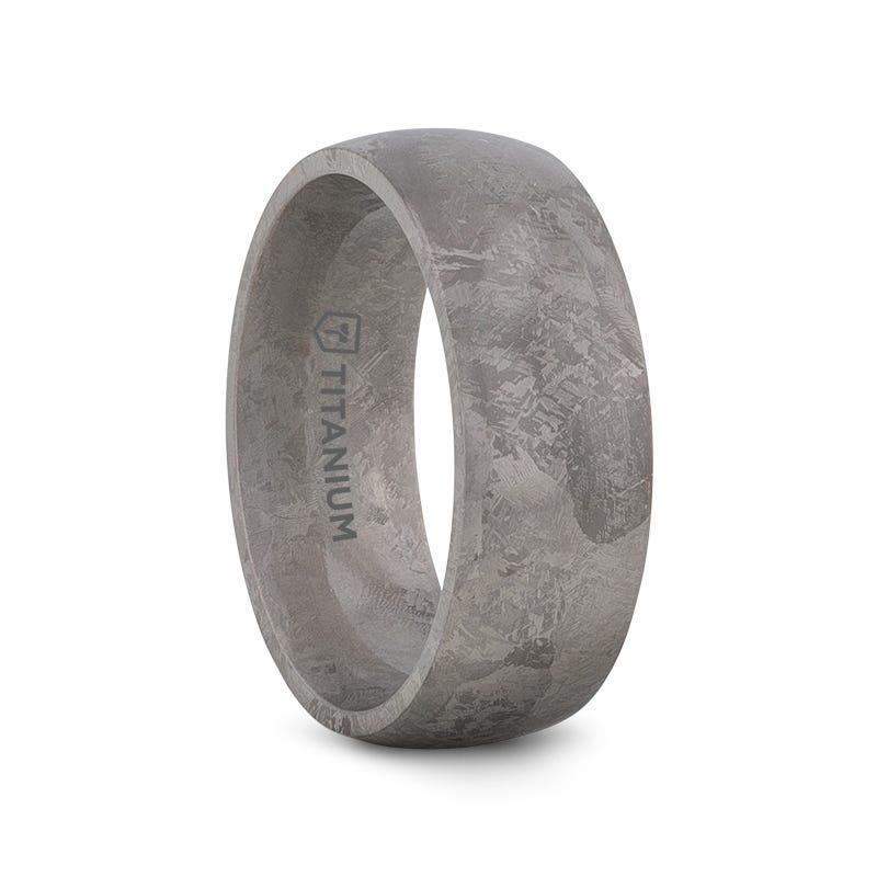 MAGELLANIC Domed Titanium Ring with Meteorite Pattern – 8mm