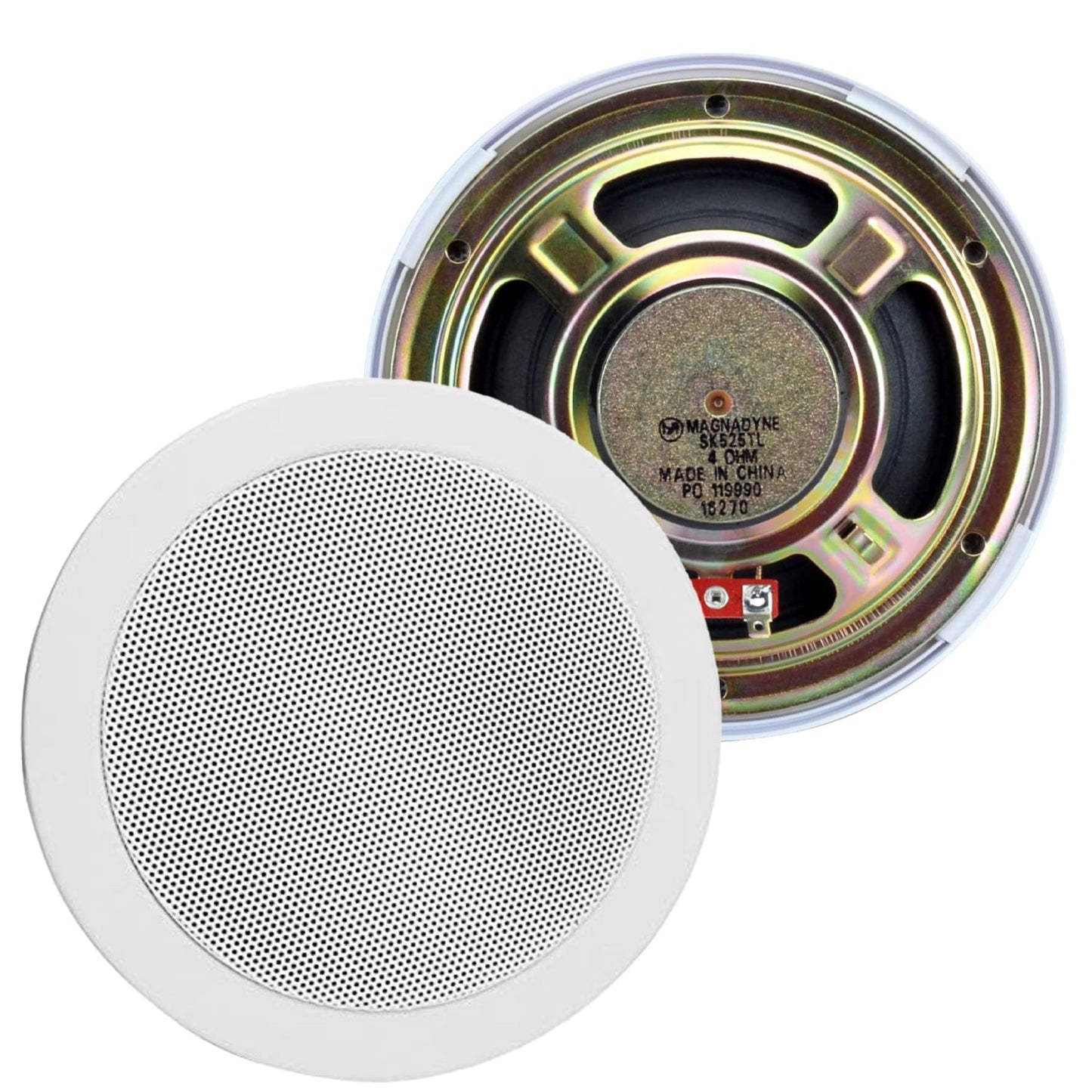 Magnadyne SK525TL-P | 5-1/4" Dual Cone Round Speaker w/ Grill | White