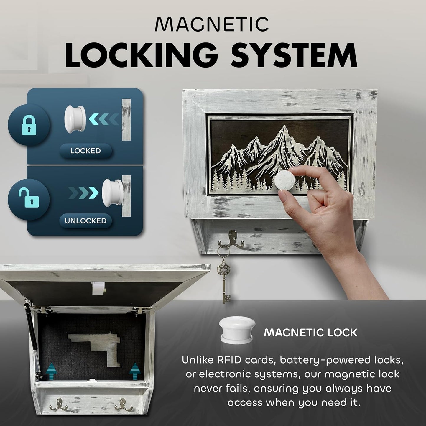 Hidden Gun Safe Coat Rack Snow Mountain Wall Decoration Concealed Shelf Firearm Cabinet