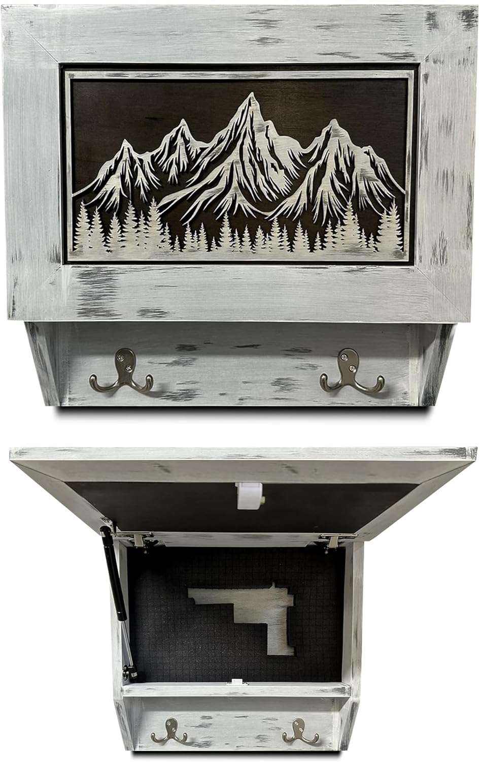 Hidden Gun Safe Coat Rack Snow Mountain Wall Decoration Concealed Shelf Firearm Cabinet