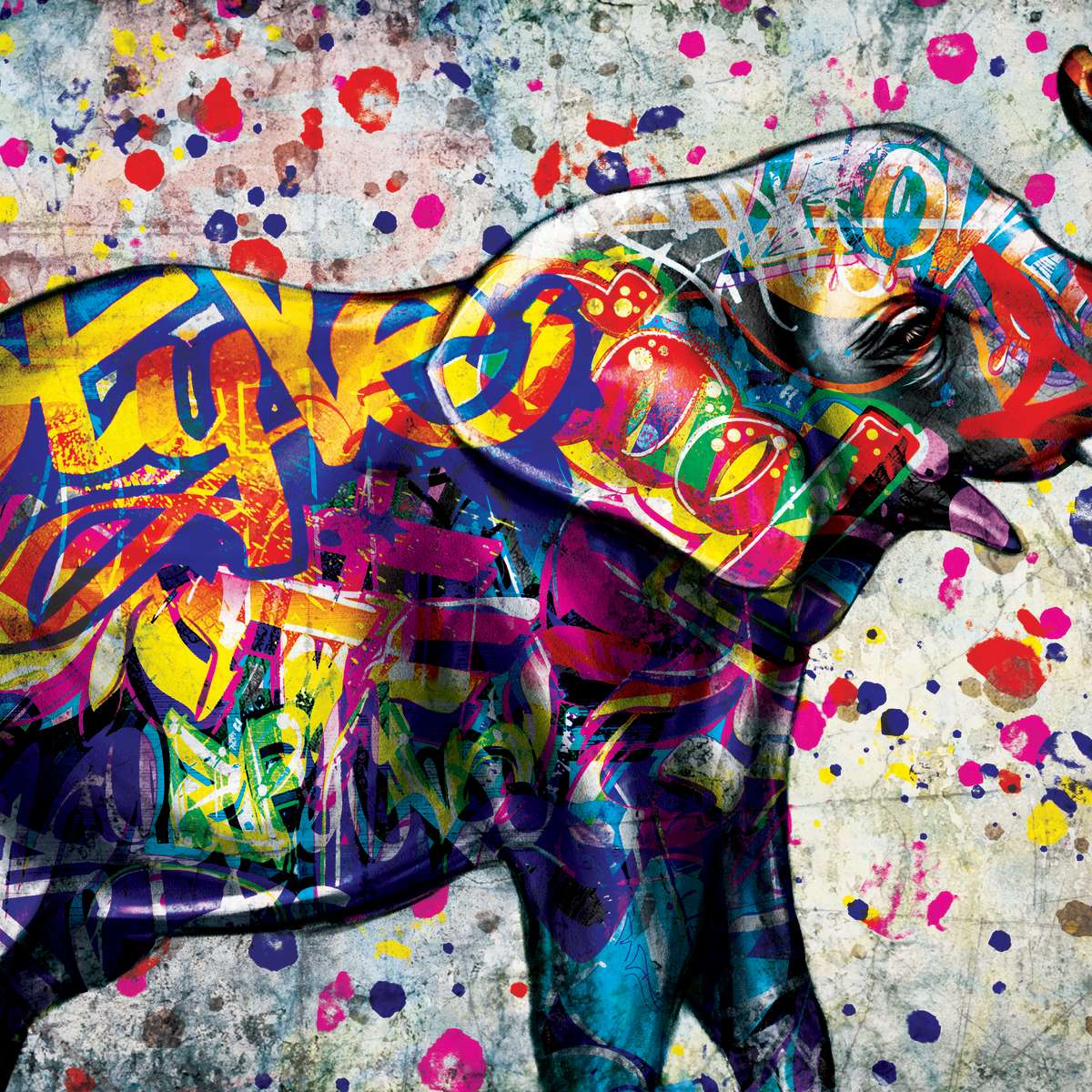 Epic Colorful Elephant Wall Art