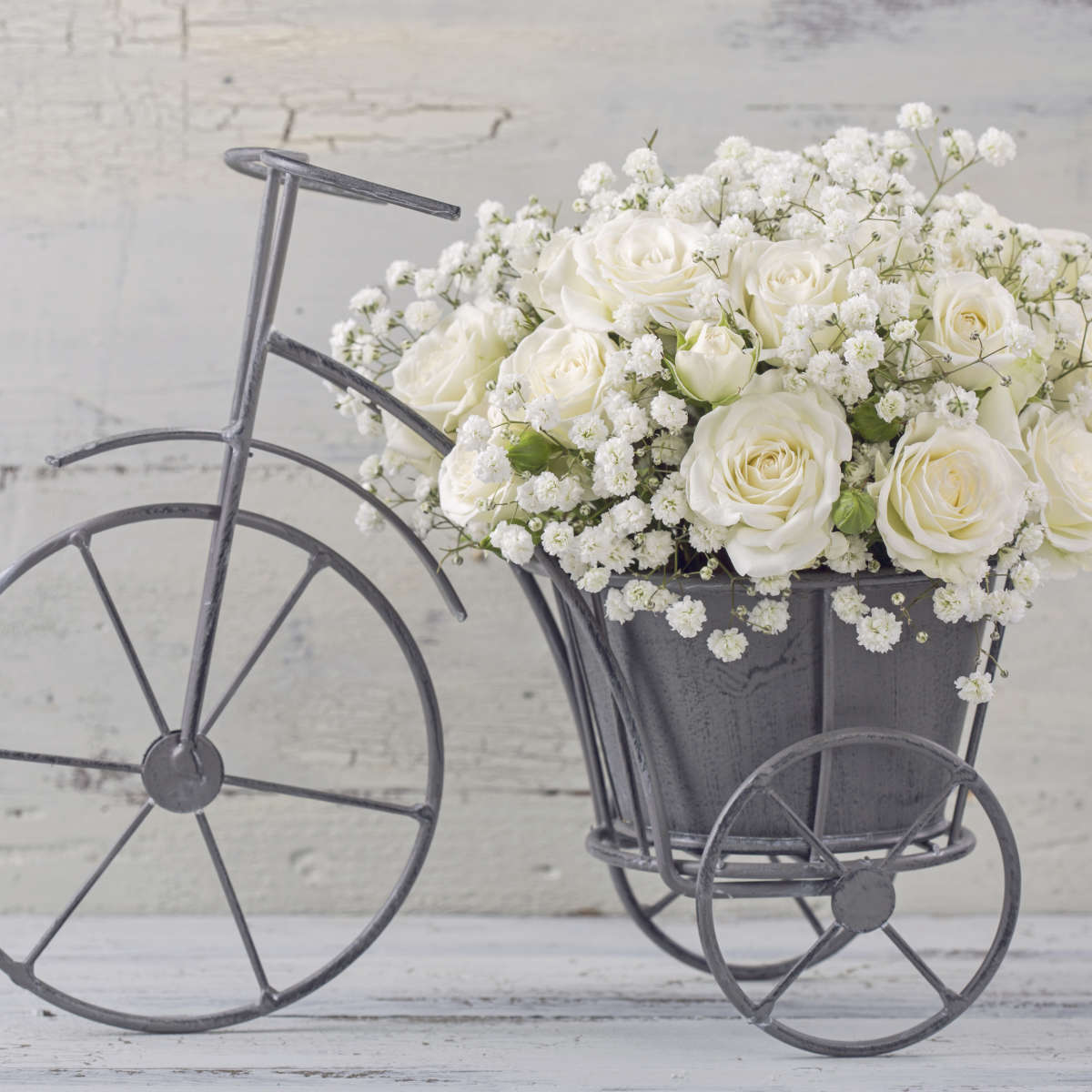 White Rose Bouquet Wall Art