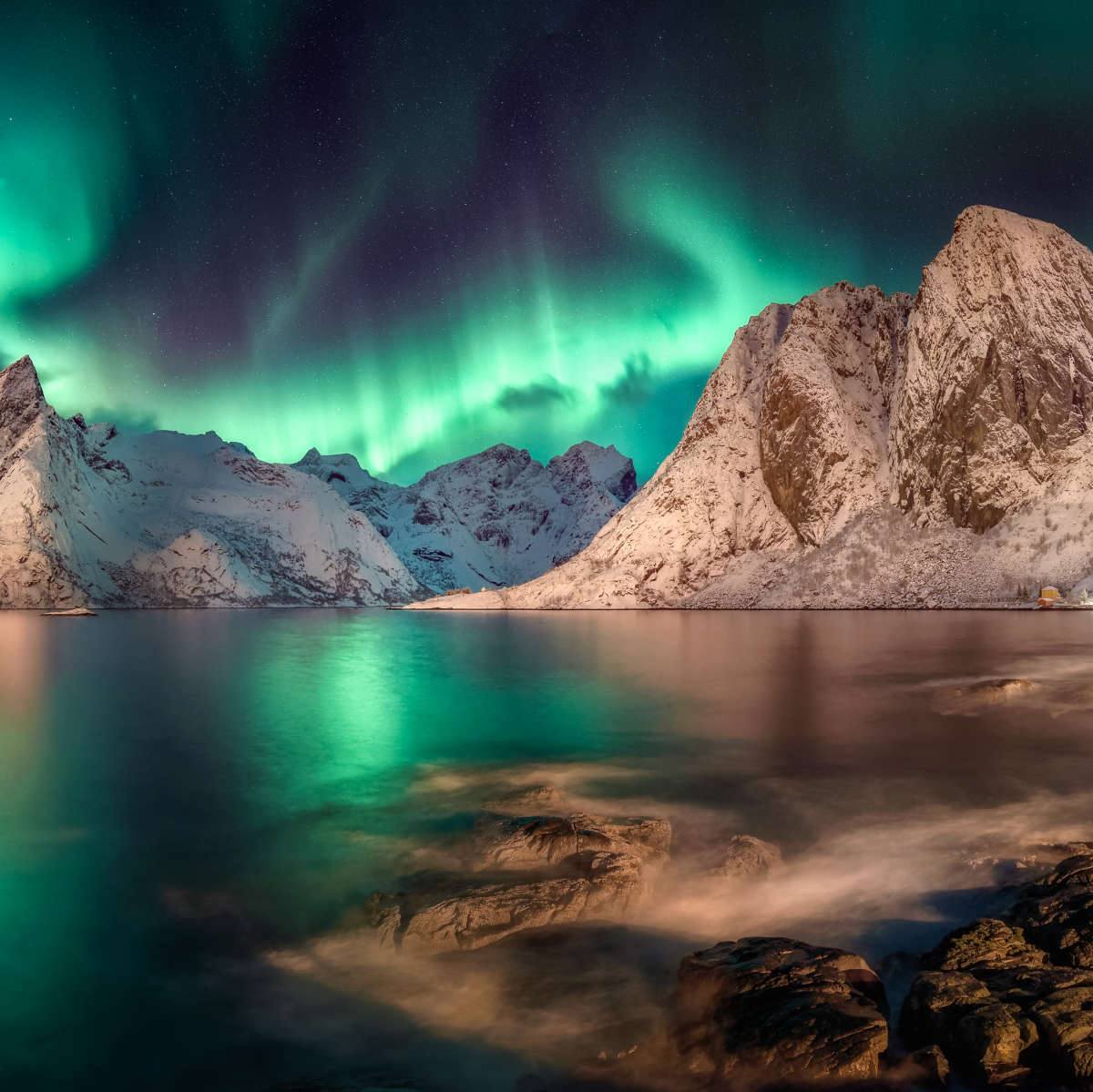 Swirling Moskenes Aurora Wall Art