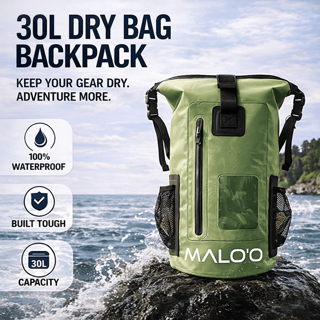 30L Waterproof Backpack – Roll-Top Dry Bag for Beach, Travel & Outdoor Gear
