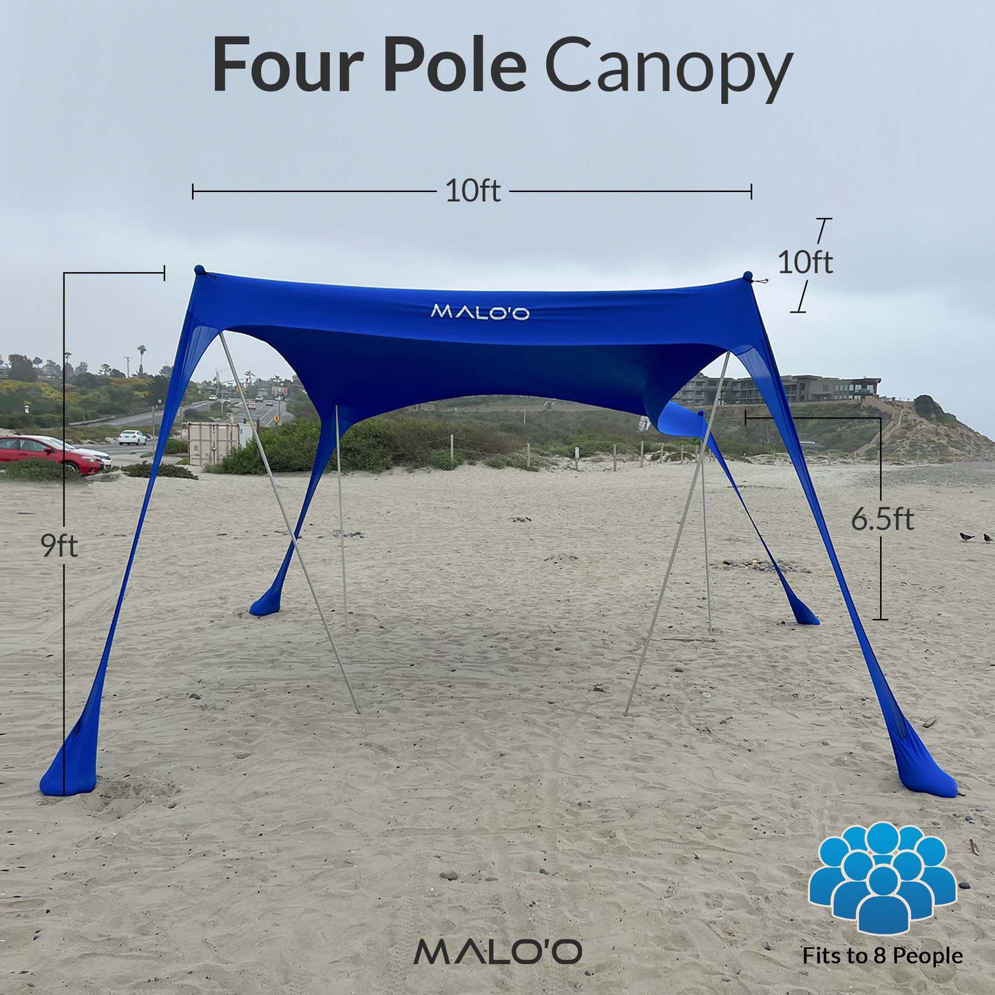 Malo’o DualShade™ 10x10 - Instant beach shade. Vehicle-ready awning