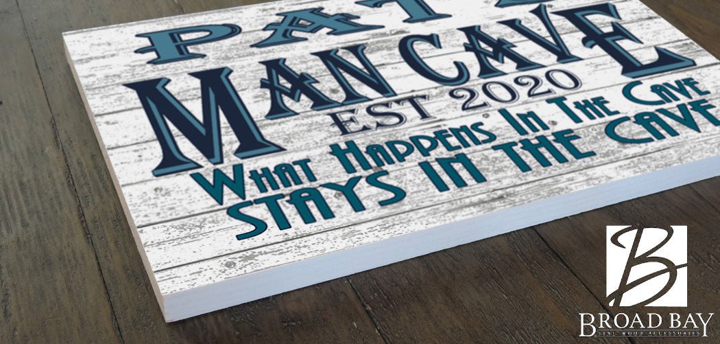 Personalized Man Cave Gift – Custom Wood Sign with Name & Est. Year | Funny Cave Decor for Him