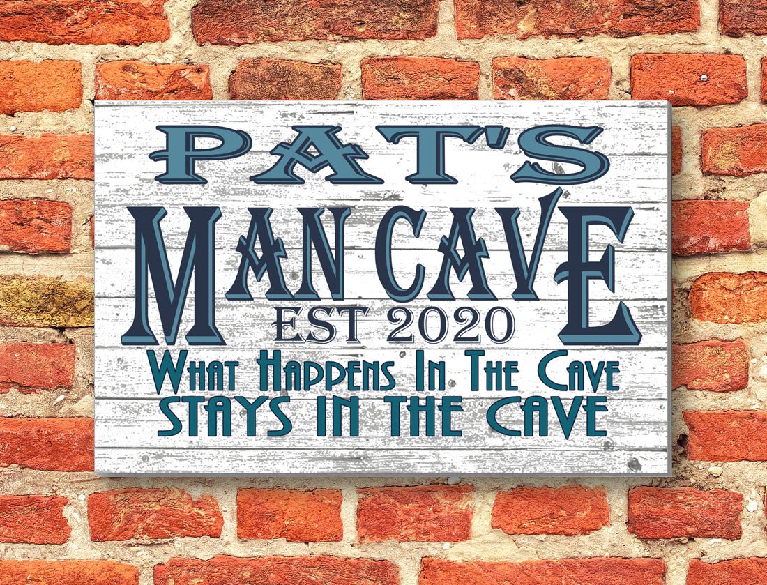 Personalized Man Cave Gift – Custom Wood Sign with Name & Est. Year | Funny Cave Decor for Him
