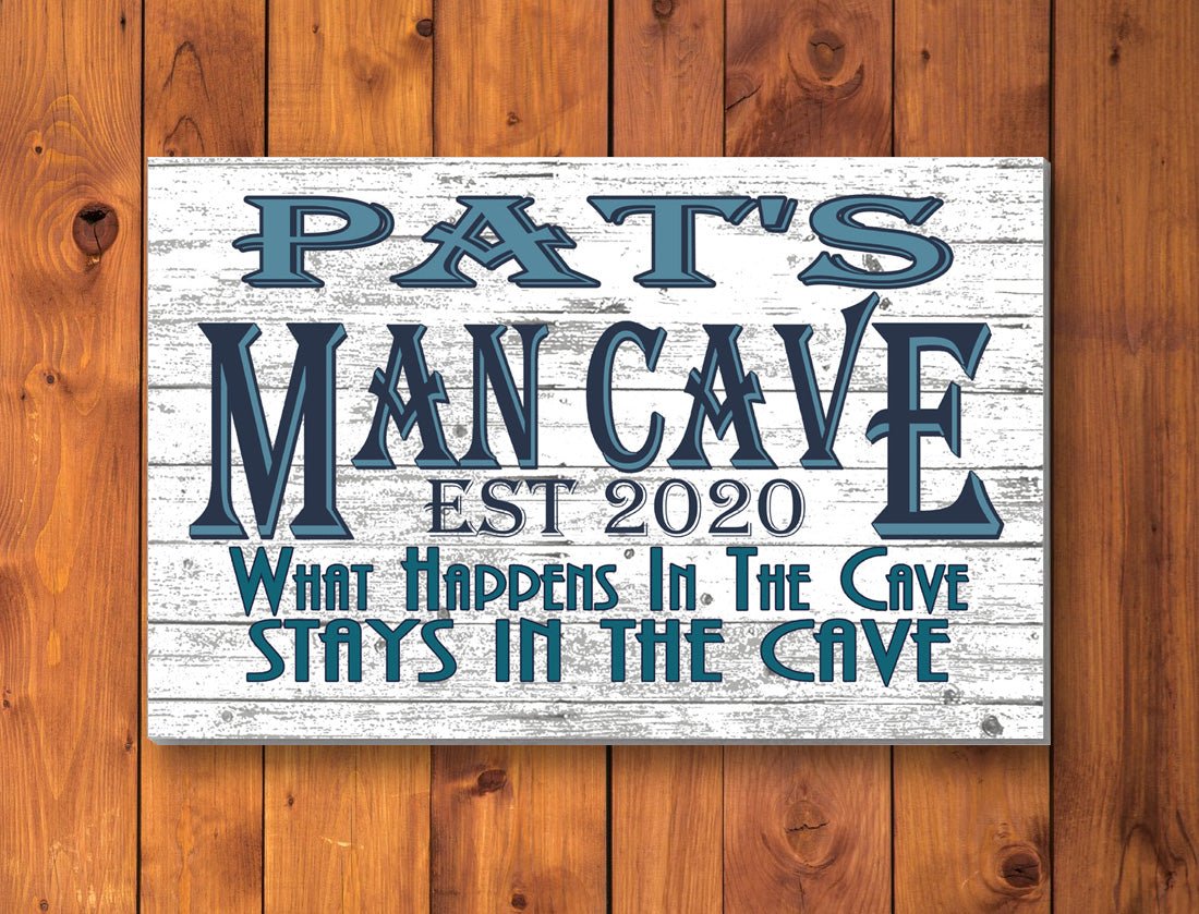 Personalized Man Cave Gift – Custom Wood Sign with Name & Est. Year | Funny Cave Decor for Him