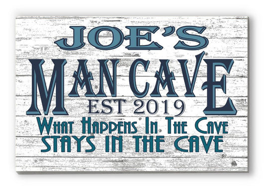 Personalized Man Cave Gift – Custom Wood Sign with Name & Est. Year | Funny Cave Decor for Him